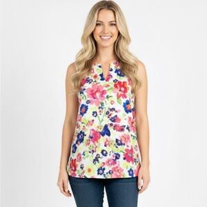 Society Girl Floral Sleeveless Top - Multicolor size small